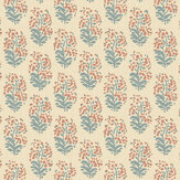 Heirloom Sprig Wallpaper - Teal / Spice - by Mulberry Home