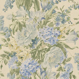 Garden Party Wallpaper - Blue / Green - by Mulberry Home