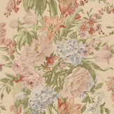 Garden Party Wallpaper - Soft Red / Green - by Mulberry Home