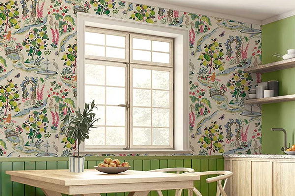 Garden Walk Wallpaper - Yellow / Cream - by Belmont House