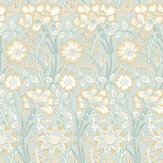 Iris Meadow Wallpaper - Seafoam / Straw - by Hoopla Walls
