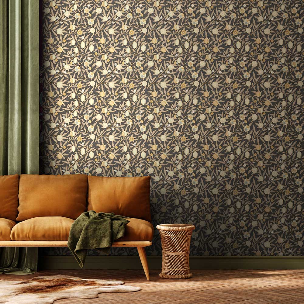 Fruit & Foliage Wallpaper - Coffee - by Hoopla Walls