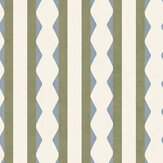 Inca Stripe Wallpaper - Olive Green / Blue - by Arthouse