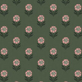 Woodblock Wallpaper - Pink & Green - by Joules