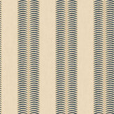 Palm Leaf Stripe Wallpaper - Cream & Blue - by Joules